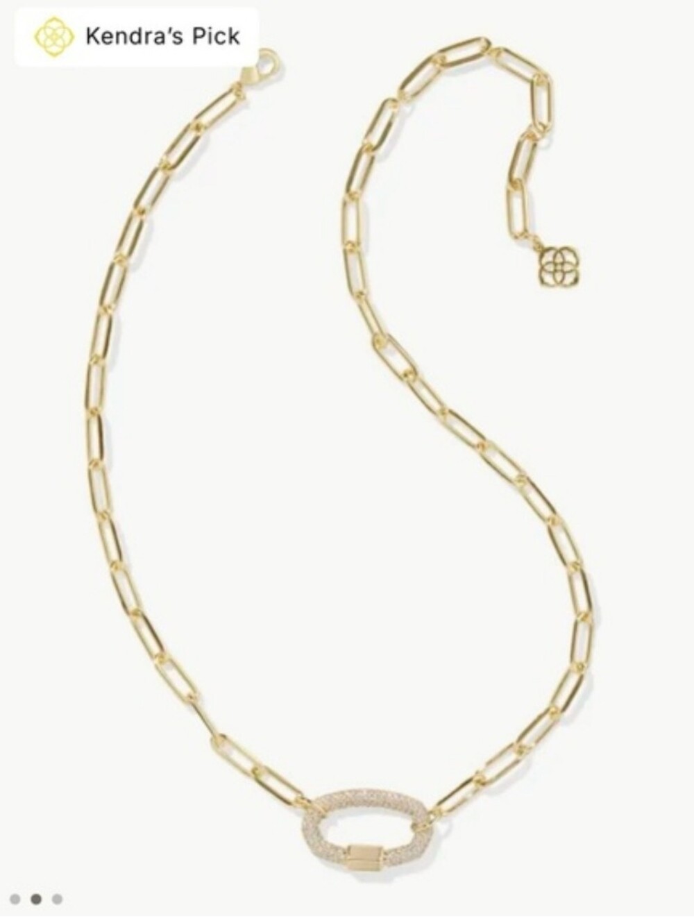 NWT Kendra Scott Emery Necklace Gold Pave Crystal Link New - Picture 2 of 8